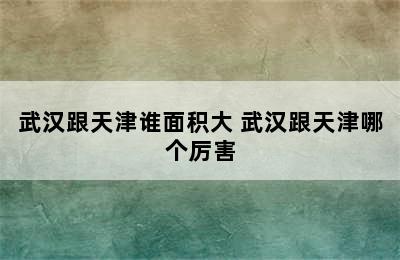 武汉跟天津谁面积大 武汉跟天津哪个厉害